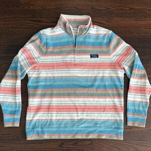 L.L. Bean Multicolor Striped Half Zip Sweater